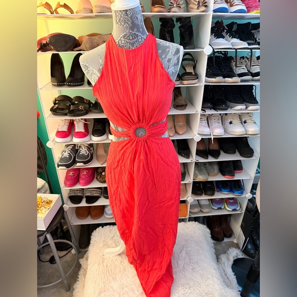 Orange Halter Dress with side cut-outs NWT size Medium - Picture 2 of 6